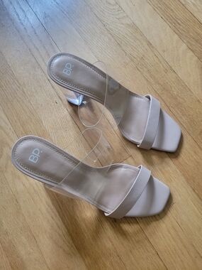 bp Nude Clear-Strap Block Heel Sandals for Women